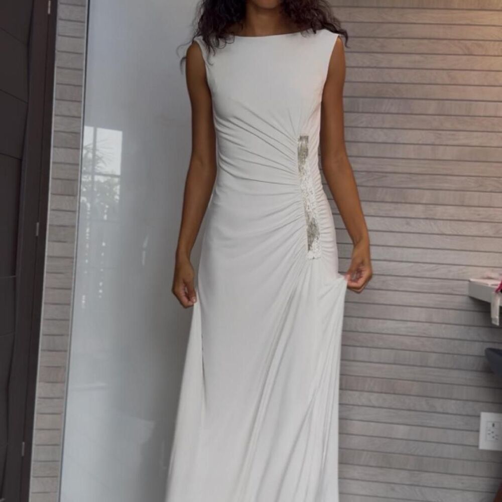 Unbranded Women's Cream and White Dress